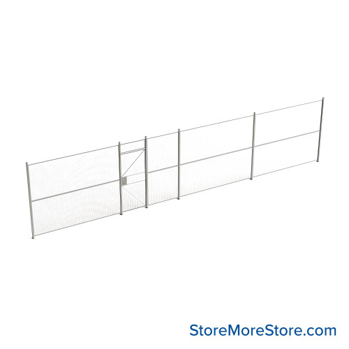 Wire Security Cage, 456" W x 2" D x 101.25" H, 1 Side, 3" Hinged Door