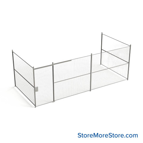 Wire Security Cage, 284" W x 124" D x 101.25" H, 3 Side, 4" Sliding Door