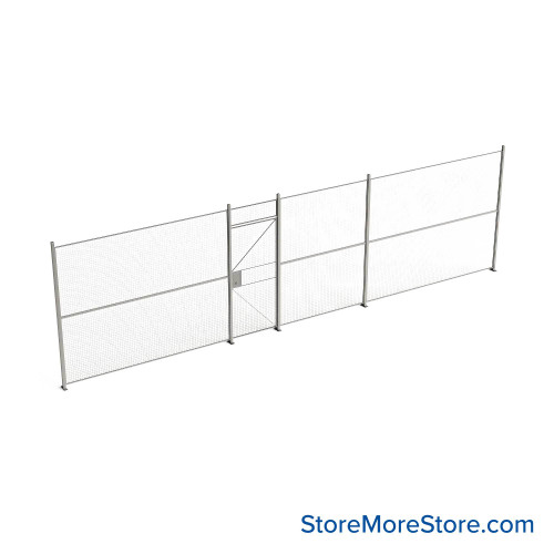 Wire Security Cage, 358" W x 2" D x 101.25" H, 1 Side, 3" Hinged Door