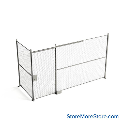 Wire Security Cage, 174" W x 64" D x 101.25" H, 2 Side, 4" Sliding Door