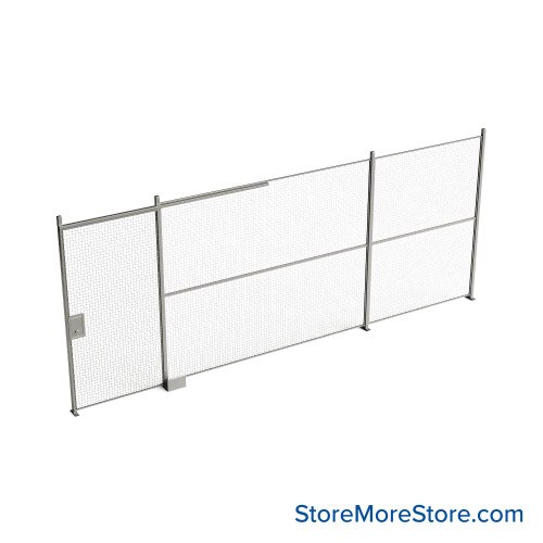 Wire Security Cage, 248" W x 2" D x 101.25" H, 1 Side, 4" Sliding Door