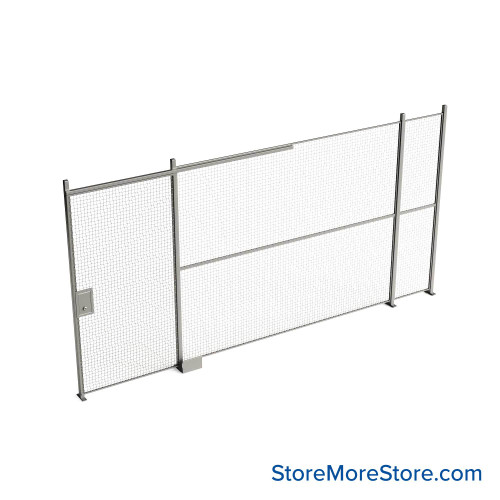 Wire Security Cage, 200" W x 2" D x 101.25" H, 1 Side, 4" Sliding Door