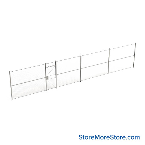 Wire Security Cage, 504" W x 2" D x 101.25" H, 1 Side, 3" Hinged Door