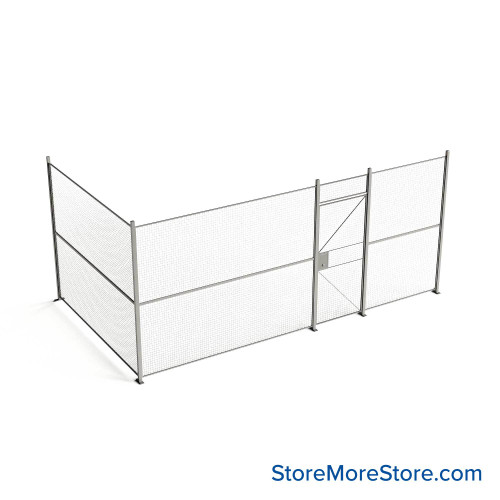 Wire Security Cage, 224" W x 124" D x 101.25" H, 2 Side, 3" Hinged Door