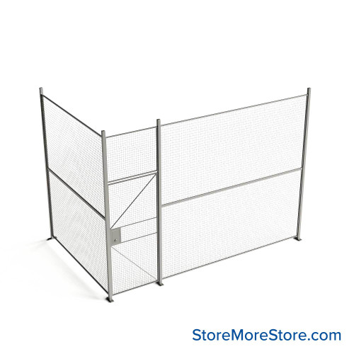 Wire Security Cage, 156" W x 100" D x 125.25" H, 2 Side, 3" Hinged Door