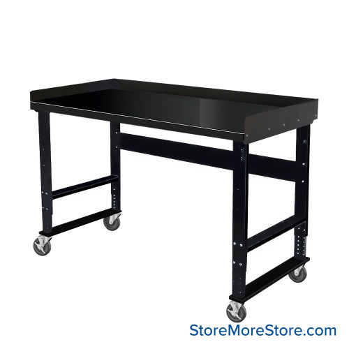 Industrial Workbenches, 48" W x 30" D, Steel, 3"H Back & End Stop, Includes Casters