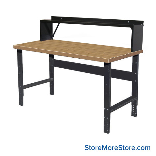 Industrial Workbenches, 48" W x 30" D, Maple, 10"D Riser Shelf