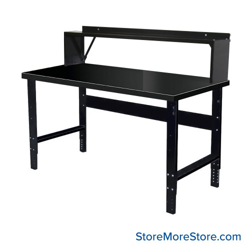Industrial Workbenches, 60" W x 30" D, Steel, 10"D Riser Shelf