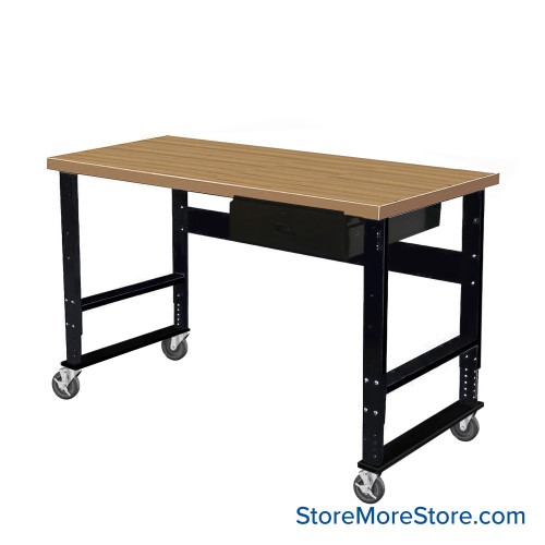 Industrial Workbenches, 60" W x 30" D, Shop Top, 18"W x 6"H Drawer, Includes Casters
