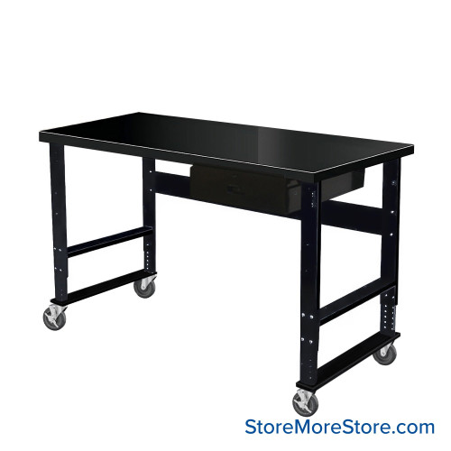 Industrial Workbenches, 48" W x 30" D, Steel, 18"W x 6"H Drawer, Includes Casters