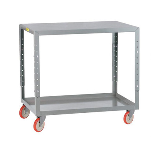 Rolling Worktable, 60" W x 30" D, 5" Polyurethane w/ Total Lock Brake Casters, Two Shelves