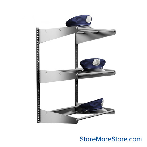 Wall Mounted Hat Rack, 30" W, 3 Shelves Wall Mounted Hat Rack, 30" W, 3 Shelves