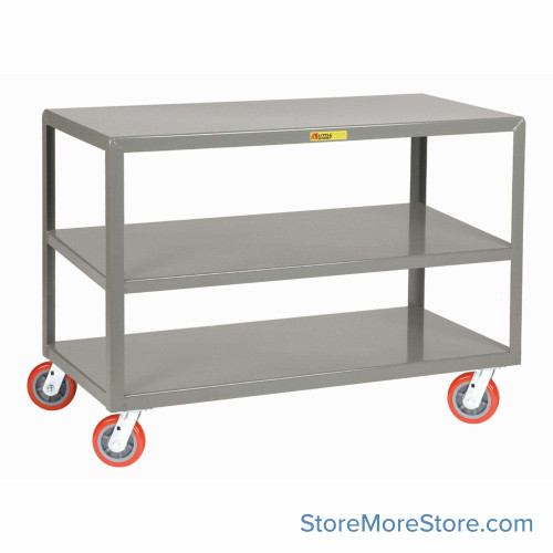 Mobile Steel Table, 48" W x 24" D, 5" Polyurethane Casters