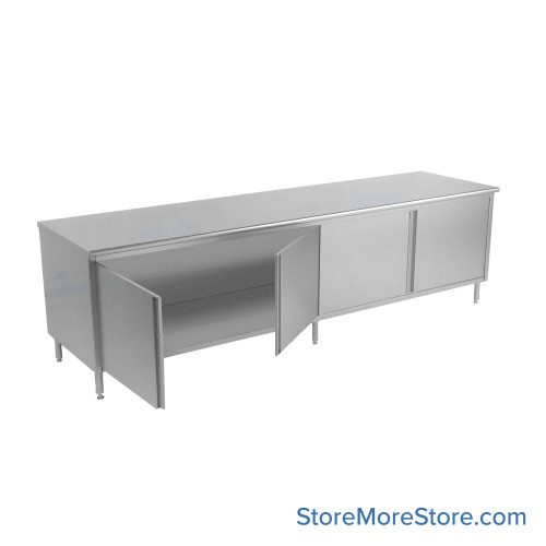 Stainless Steel Base Cabinets, 120" W x 24" D, Hinged Doors, 1.5" Rolled Front & Rear Edge Stainless Steel Base Cabinets, 120" W x 24" D, Hinged Doors, 1.5" Rolled Front & Rear Edge