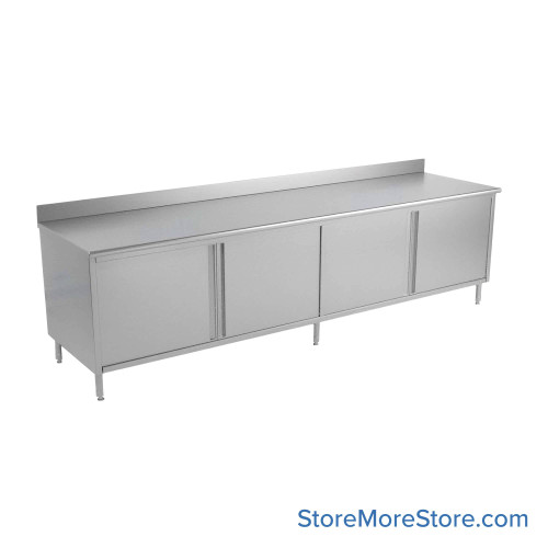 Stainless Steel Base Cabinets, 120" W x 24" D, Hinged Doors, 1.5" Rolled Front with 4" Backspash Stainless Steel Base Cabinets, 120" W x 24" D, Hinged Doors, 1.5" Rolled Front with 4" Backspash