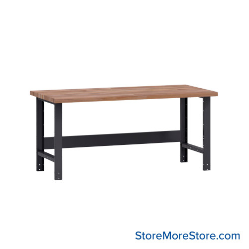 Mobile Workbench, 72" W x 30" D x 34" H, Workbench w/o Shelf, Butcherblock