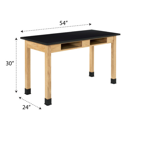 Classroom Lab Table with Book Storage, 54" W x 24" D x 30" H, Black Chemguard Top Classroom Lab Table with Book Storage, 54" W x 24" D x 30" H, Black Chemguard Top