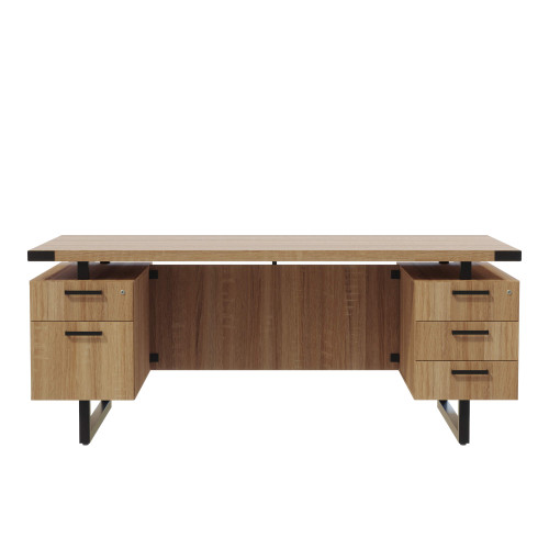 Freestanding Office Desk with Floating Top and Dual Storage Pedestals - 36 Inch