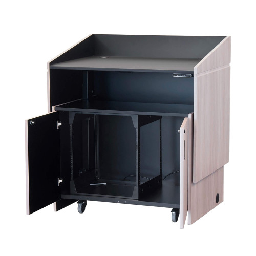 Electric Height Adjustable Podium with Rack and Storage