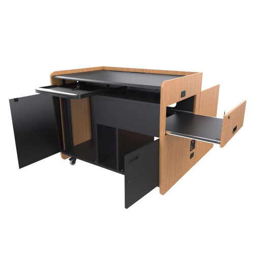 Flat Top Podium with 14U Rack and Locking Storage Flat Top Podium with 14U Rack and Locking Storage