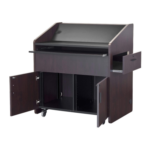 Dual Rack Multimedia Podium with Keyboard Slide and Storage