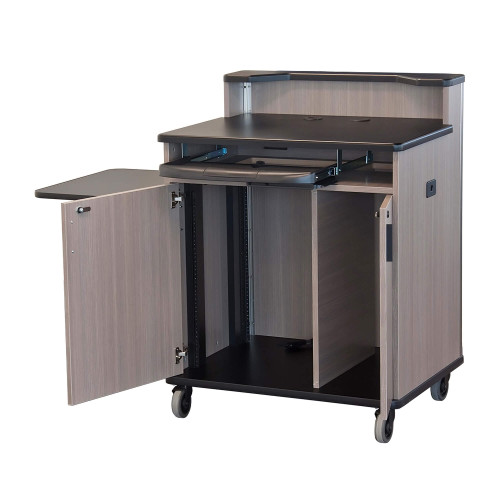 Teaching Podium with Folding Shelf and 14U Rack