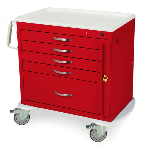 Emergency Crash Cart with Breakaway Lock and Quiet Rolling Casters, 36.75" W x 22" D x 34" H