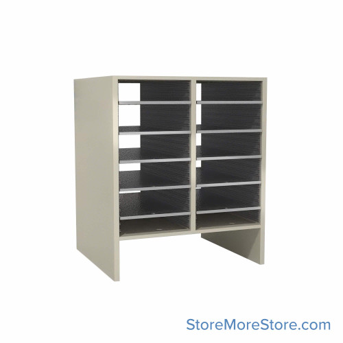 Mail Sorter, 24.75" W x 30" H, 24" Sorting Height, Plexiglass Back, 6" Closed Back Riser