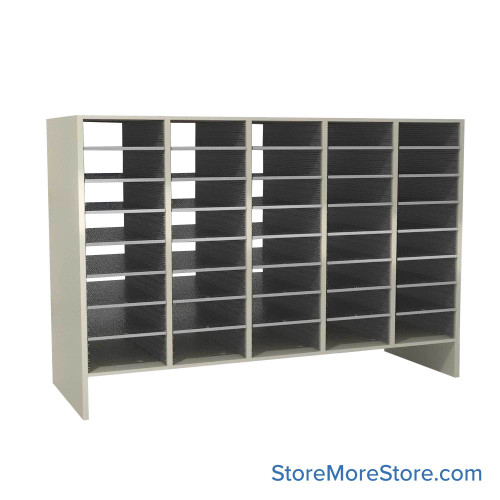Mail Sorter, 59.75" W x 42" H, 36" Sorting Height, Plexiglass Back, 6" Open Back Riser