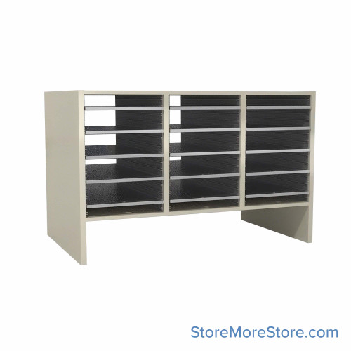 Mail Sorter, 36.5" W x 24" H, 18" Sorting Height, Laminate Back, 6" Closed Back Riser