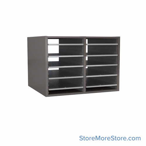 Mail Sorter, 24.75" W x 18" H, 18" Sorting Height, Laminate Back, No Riser Riser