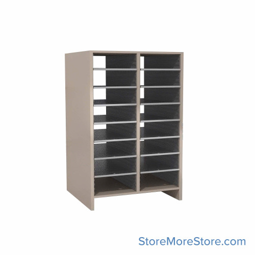 Mail Sorter, 24.75" W x 39" H, 36" Sorting Height, Laminate Back, 3" Closed Back Riser