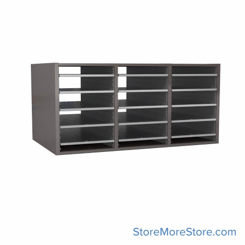 Mail Sorter, 36.5" W x 18" H, 18" Sorting Height, Laminate Back, No Riser Riser