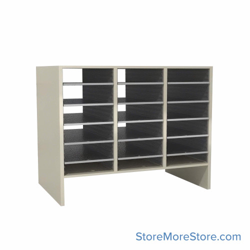Mail Sorter, 36.5" W x 30" H, 24" Sorting Height, Laminate Back, 6" Open Back Riser