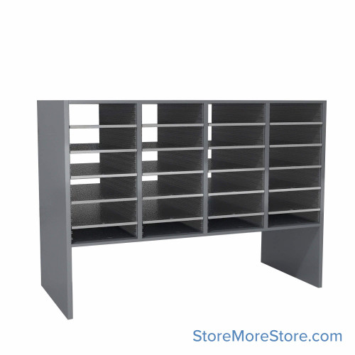 Mail Sorter, 48.25" W x 36" H, 24" Sorting Height, Plexiglass Back, 12" Closed Back Riser
