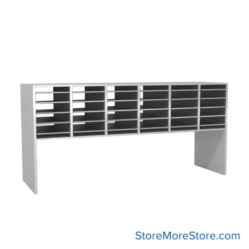 Mail Sorter, 71.5" W x 36" H, 18" Sorting Height, Plexiglass Back, 18" Open Back Riser