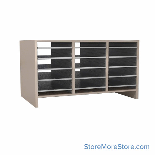 Mail Sorter, 36.5" W x 21" H, 18" Sorting Height, Plexiglass Back, 3" Closed Back Riser