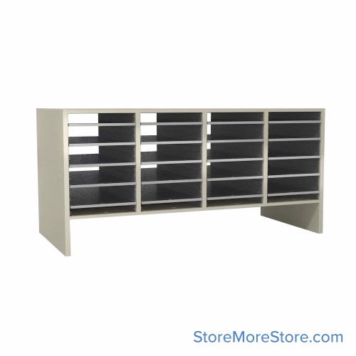 Mail Sorter, 48.25" W x 24" H, 18" Sorting Height, Plexiglass Back, 6" Closed Back Riser