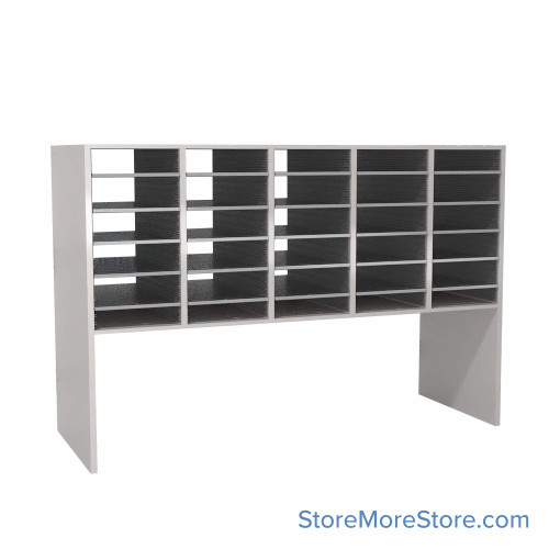 Large Mail Cubbies, 69.75" W x 42" H, 24" Sorting Height, 18" Closed Back Riser