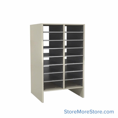 Large Mail Cubbies, 28.75" W x 42" H, 36" Sorting Height, 7 Shelves (8 Openings) Shelves, 6" Closed Back Riser