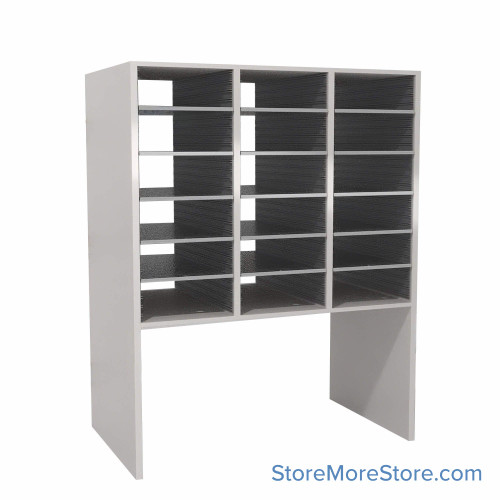 Legal Size Mail Sorter, 36.5" W x 48" H, 30" Sorting Height, Plexiglass Sorter Back, 18" Open Back Riser