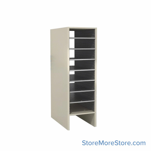 Legal Size Mail Sorter, 13" W x 42" H, 36" Sorting Height, Plexiglass Sorter Back, 6" Closed Back Riser