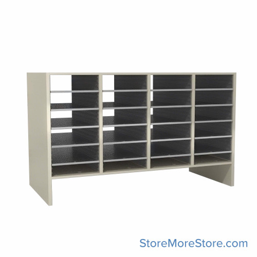 Legal Size Mail Sorter, 48.25" W x 30" H, 24" Sorting Height, Plexiglass Sorter Back, 6" Closed Back Riser