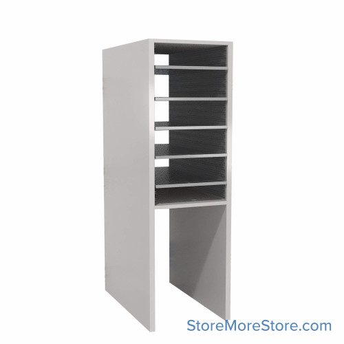 Legal Size Mail Sorter, 13" W x 42" H, 24" Sorting Height, Laminate Sorter Back, 18" Open Back Riser