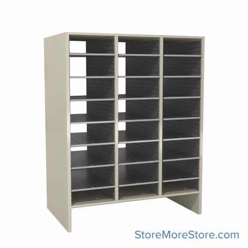 Legal Size Mail Sorter, 36.5" W x 48" H, 42" Sorting Height, Laminate Sorter Back, 6" Closed Back Riser