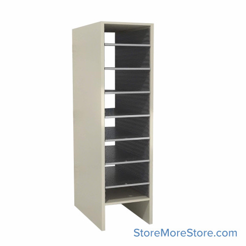 Legal Size Mail Sorter, 13" W x 48" H, 42" Sorting Height, Laminate Sorter Back, 6" Open Back Riser