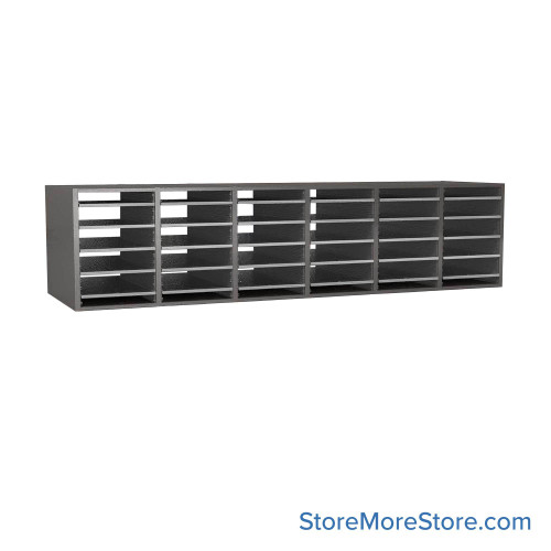Legal Size Mail Sorter, 71.5" W x 18" H, 18" Sorting Height, Laminate Sorter Back