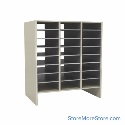 Legal Size Mail Sorter, 36.5" W x 42" H, 36" Sorting Height, Laminate Sorter Back, 6" Closed Back Riser