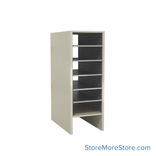 Legal Size Mail Sorter, 13" W x 36" H, 30" Sorting Height, Laminate Sorter Back, 6" Open Back Riser