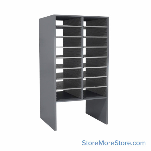 Legal Size Mail Sorter, 24.75" W x 48" H, 36" Sorting Height, Plexiglass Sorter Back, 12" Open Back Riser